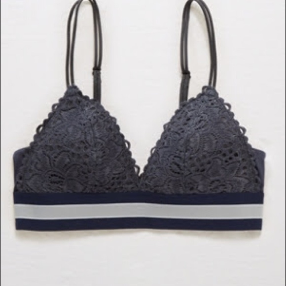 NWT Aerie grey boho lace triangle bralette size M